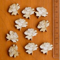10 Rosen aus Holz Blume 25mm Streuteil Tischdeko