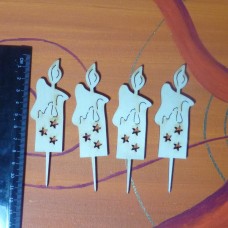 4 Kerzen 80 mm aus Holz zum Stecken Adventskranz