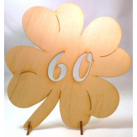 Kleeblatt mit der Zahl 60, perfekt geeignet zum Verschenken, z. B. zur Diamantenen Hochzeit oder zum runden Geburtstag