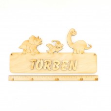 Türschild 18 cm mit drei Dinos incl. Buchstaben