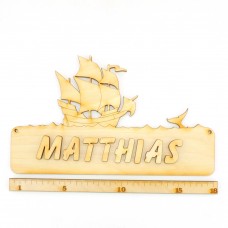 Türschild Dreimaster Schiff auf dem Meer Walflosse incl. Buchstaben