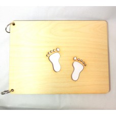 Babybuch aus Holz, Fotobuch mit Innenblätter und Binderinge zur Geburt