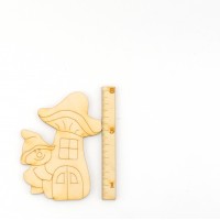 Pilz Holz 8 cm Pilzhaus mit Zwerg leichtes anmalen