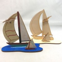 Bastelset Segelschiffe mit Möwe als Geburtstagsset zum Basteln