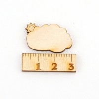 Kleine Wolke mit Sonne aus Holz 3 x 2 cm