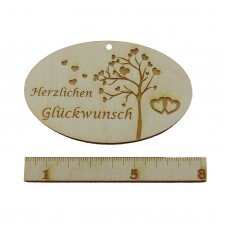 Herzlichen Glückwunsch Oval 80 mm mit Herzbaum