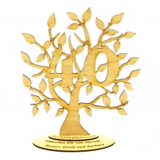 Lebensbaum aus Holz mit der Zahl 40 und Personalisierter Gravur in  28 cm Hoch Geburtstagsbaum 