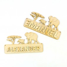 Türschild Elefantenmama und Baby mit Baum incl. Buchstaben