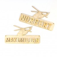 Hubschrauber, Türschild mit Buchstaben