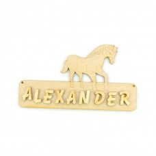 Türschild Pferd 18cm Holz für ihren Namen mit Buchstaben aus Holz