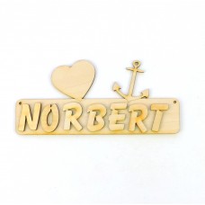 Türschild mit Anker Holz incl. Buchstaben