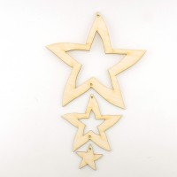 3 Sterne in drei Größen Set zum untereinander Aufhängen auf den Weihnachtsbaum