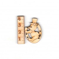 Glücksschwein mit Zylinder im Hufeisen 35mm 