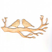 2 Vögel Spatzen auf einem Ast in 40mm und 50mm aus Holz