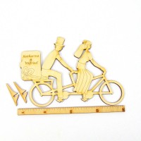 Tandem 200mm Frau und Mann mit Füßchen zum Hinstellen Koffer Brautleute