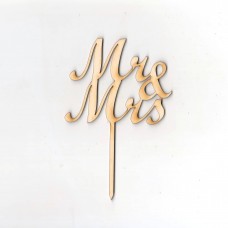 Cake Topper, Kuchenfigur Holz 13cm Mr & Mrs