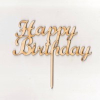 Happy Birthday als Cake Topper, Kuchenfigur, Tortenstecker aus Holz 13cm 