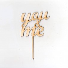 Cake Topper, Kuchenfigur Holz 13cm you & me