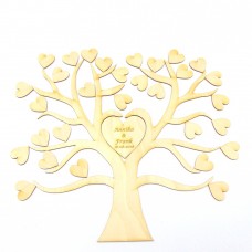 Baum mit Herzblättern, und großem Herz in der Mitte, Hochzeit, Geburtstag, mit und ohne Gravur