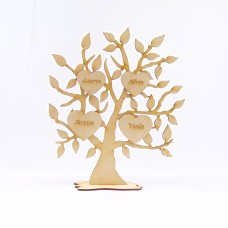 Personalisierter Lebensbaum mit Gravierten Herzen,  Anzahl wählbar, 28 cm Hoch