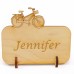1 Stehendes Namensschild mit Damenrad 85 x 70 mm Fahrrad Tischkarte
