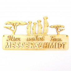 Türschild 235 mm Erdmännchen mit Buchstaben