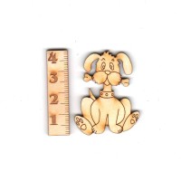 Hund mit Knochen sitzend 40mm Holzfigur Kartenbasteln