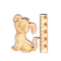 Lachender Hund 50mm Holzfigur