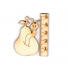 Birne mit Wurm 50mm aus Holz zum Basteln