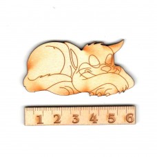 Schlafende Katze 60 mm  aus Holz als Dekoelement