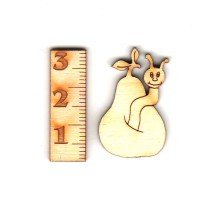 Birne mit Wurm 30mm aus Holz zum Basteln