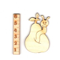 Birne mit Wurm 60mm aus Holz zum Basteln