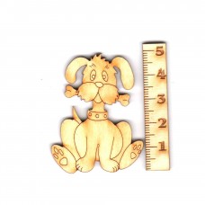 Hund mit Knochen sitzend 50mm Holzfigur
