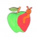 Apfel mit Wurm 60 mm aus Holz zum Basteln