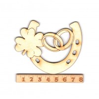 Hufeisen mit Eheringen und Kleeblatt Breite 80 mm Personalisiert