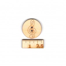 Notenschlüssel im runden Knopf 30 mm