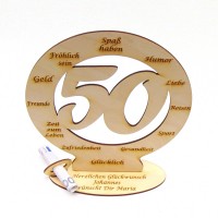 Geschenk zum 50. Geburtstag, personalisiert mit Glückwunschgravur