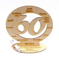 Geschenk zum 60. Geburtstag, personalisiert mit Glückwunschgravur