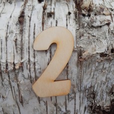 Holzzahl "2" 8 cm Zahl aus Naturholz