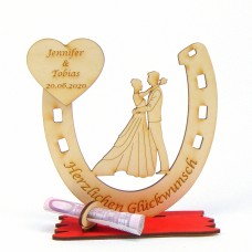 Brautpaar im Hufeisen Personalisiert zur Hochzeit, Verlobung, Geldgeschenk