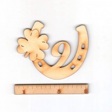 Hufeisen mit Kleeblatt und der Zahl 9, Breite 80 mm