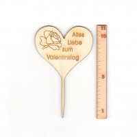 Blumenstecker Rose Valentinstag 110mm Her zform mit Gravur