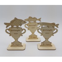 Pokal mit Fisch Karpfen Hecht oder Zander sowie Ihre persönliche Gravur