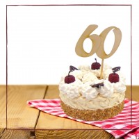 Geburtstag Tortenstecker Zahl 60, Cake Topper Sahnetorte