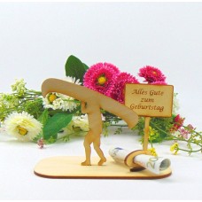 Kanufahrer mit Ortsschild und Geldscheinhalter