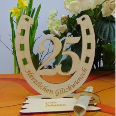 Hufeisen mit Zahl 25, passend für Geldscheingeschenke, z. B. zum Jahrestag oder zur Silberhochzeit