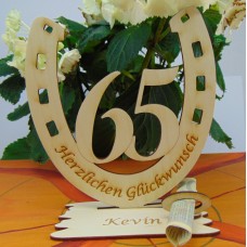 Hufeisen mit Zahl 65, perfekt für Geldscheingeschenke, z. B. zum Ehrentag oder zur Eisenhochzeit