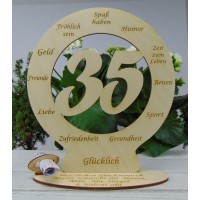 Geschenk zum 35. Geburtstag, personalisiert  mit Glückwunschgravur