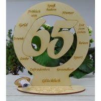 Geschenk zum 65. Geburtstag, personalisiert mit Glückwunschgravur