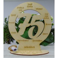 Geschenk zum 75. Geburtstag, personalisiert mit Glückwunschgravur